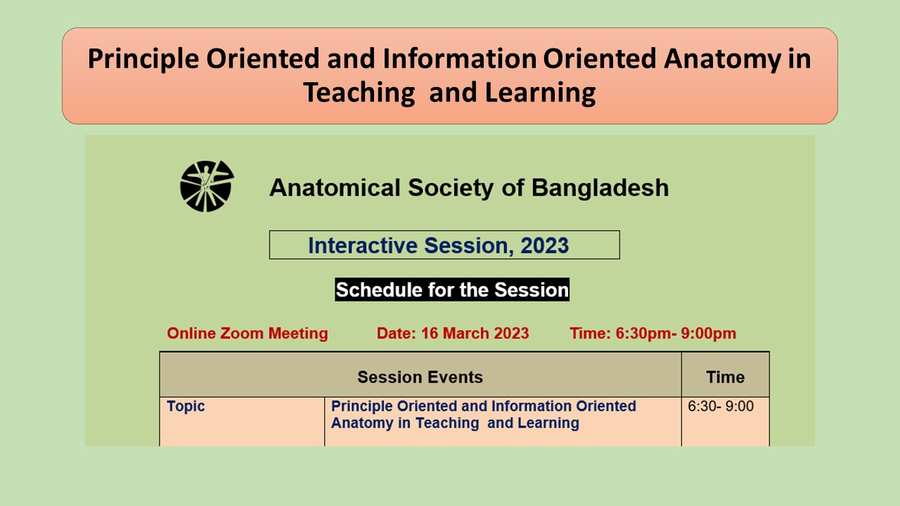 Principle Oriented and Information Oriented Anatomy in Teaching and Learning  By ASB